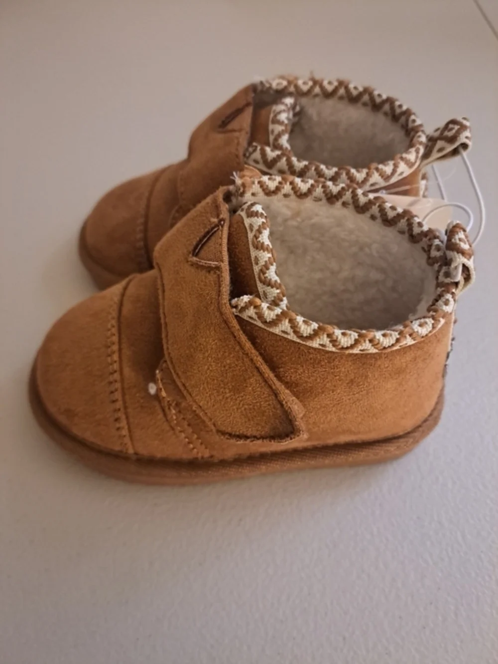 PAWZ Kids Tan Faux-Suede Fleece-Lined Boots